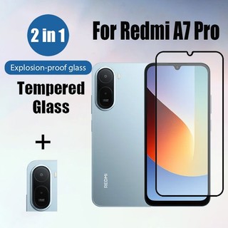 Redmi A7 Pro 2 trong 1 Kính Cường Lực Bảo Vệ Màn Hình Cho Redmi A5 A3x A3 A4 13C 13 12 4G 5G 9D Kính Bảo Vệ Phim Có Ống Kính Máy Ảnh Flim