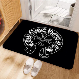 Thảm trải sàn Flannel in một mặt Chrome Hearts, Thảm chùi chân chống trượt, Trang trí nhà cửa (60x40cm)