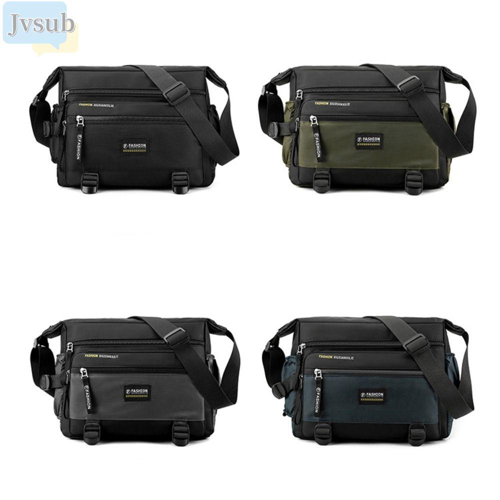 Túi Messenger JVSUB, Túi đeo chéo du lịch bằng Nylon hình vuông, Túi đeo vai nhiều lớp có dây kéo sức chứa lớn sang trọng Unisex