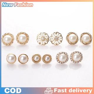 6 cặp thanh lịch pha lê Rhinestone kim Cương Ngọc Trai dấu hiệu tai nhỏ đinh tán bông tai