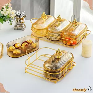 Đĩa vị trí đồ ăn nhẹ CHEESELY, ngăn có khay Hộp bảo quản trái cây sấy khô, Tấm trái cây trong suốt cao cấp chống ẩm bền bỉ Hộ gia đình