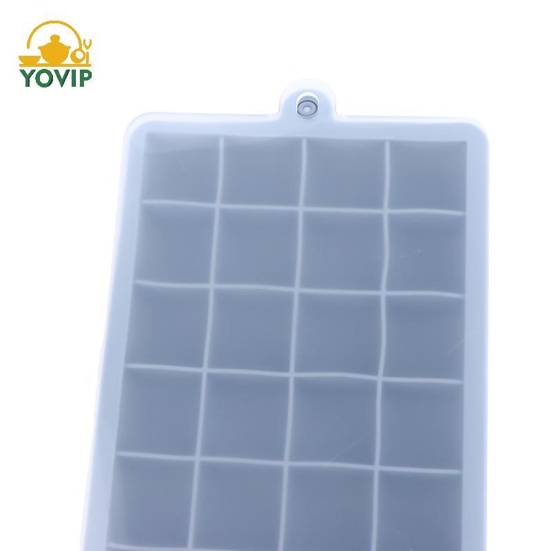 YOVIP Khay Đá Silicon 24 Lỗ Có Nắp Thực Phẩm Vuông Puree Phô Mai Thạch Tủ Đông Ổn Định Nhà Bếp Bền Nhà Tổ Chức VN