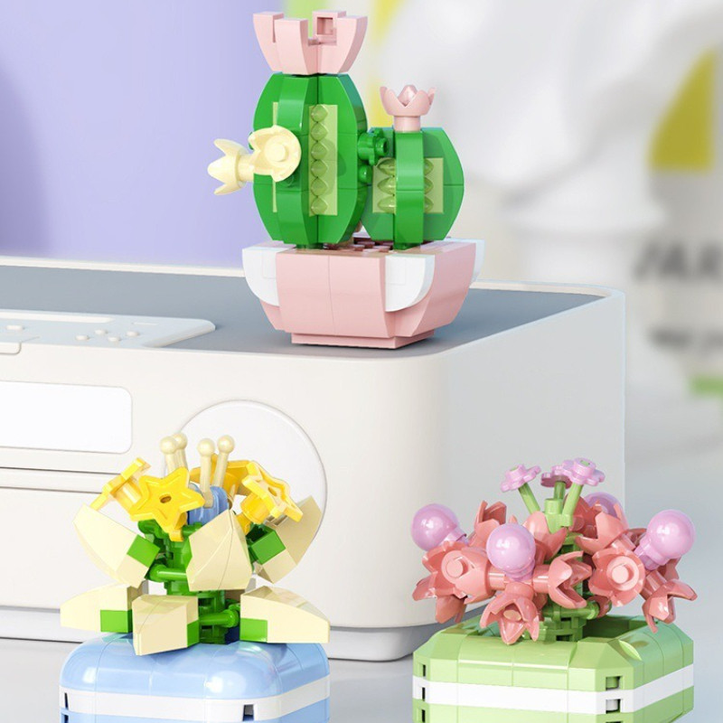 Đồ Chơi Lắp Ráp Cây Hoa & Sen Đá Mini,Full Set Hoa 12 Bông,Mẫu Hộp Quà,Trò Chơi Trang Trí Cho Trẻ Em