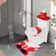 Vỏ nắp bồn cầu Giáng sinh CHEESELY, Vỏ bọc bồn cầu người tuyết bằng vải Polyester, Bộ nắp bồn cầu ông già Noel in hình nai sừng tấm DIY tại nhà