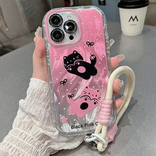 DànhCho IPhone 17 16 15 14 13 12 11 ProMax XR XS Max 7 8 Plus Dễ thương đen mèo lông trường hợp điện thoại