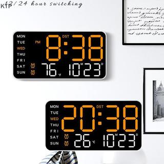 [KTP] Đồng hồ treo tường kỹ thuật số lớn tuần ngày hiển thị nhiệt độ điều khiển giọng nói