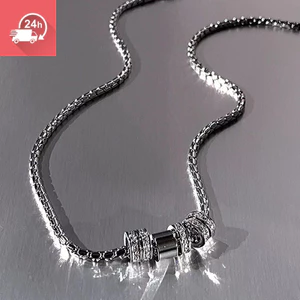 Nhẫn và Mặt Dây Chuyền Thép Titan Lấp Lánh, Phù Hợp Cho Nam Giới