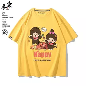 Quần Áo Monchhichi Áo Thun Ngắn Tay Phong Cách Nhật Bản cho Thanh Niên Mùa Hè