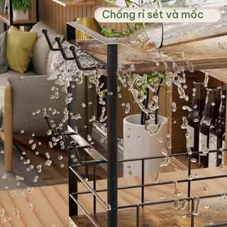 Kệ Treo Ly Cà Phê 2 Tầng, Kệ Đựng Trà Cà Phê Gỗ Kim Loại Tiết Kiệm Không Gian Kệ đựng Túi Trà Gỗ & Kim Loại