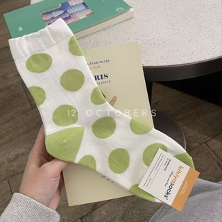 Bông Tai Kẹp Vintage và Tất Dệt Kim Nữ - Phong Cách Nhật Bản Kawaii với Chấm Bi