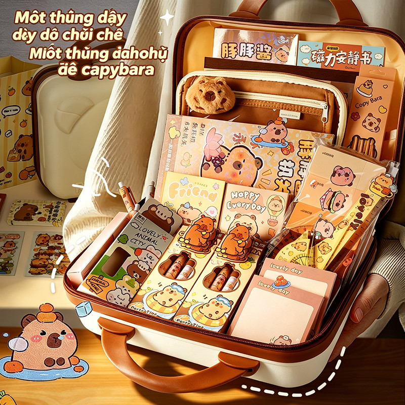Set quà sinh nhật học sinh - Bộ văn phòng phẩm đầy đủ gồm sổ tay, bút chì, thước kẻ, gôm tẩy