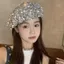 Mũ nồi đính sequin lấp lánh PYCOU, Mũ nồi sequin lấp lánh phong cách cổ điển mỏng, Hình bát giác sang trọng hợp thời trang Mũ nồi thời trang đám mây đầu lớn Mặc thường ngày
