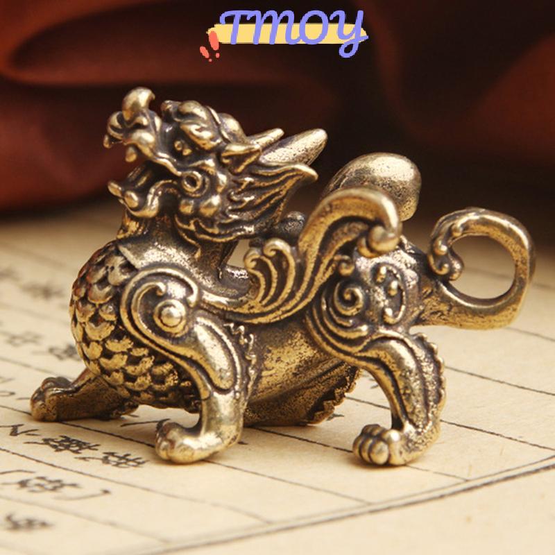 TMOY Tượng Tượng Hình Giàu Có Đồng Thau Trang Trí Thịnh Vượng Phong Cách Trung Hoa Trang Trí Qilin Rồng Lu Động Vật Phong Thủy Vintage TMOY