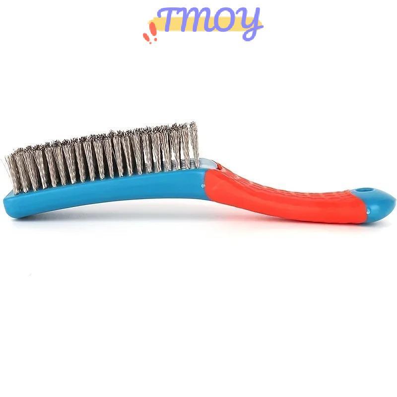 Bàn chải dây thép không gỉ hạng nặng TMOY có tay cầm bằng nhựa thoải mái Hoàn hảo để loại bỏ rỉ sét, xỉ hàn, bụi bẩn và sơn TMOY