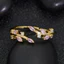 Nhẫn zircon màu tươi, thiết kế nhỏ nhắn Mori lá, có thể điều chỉnh