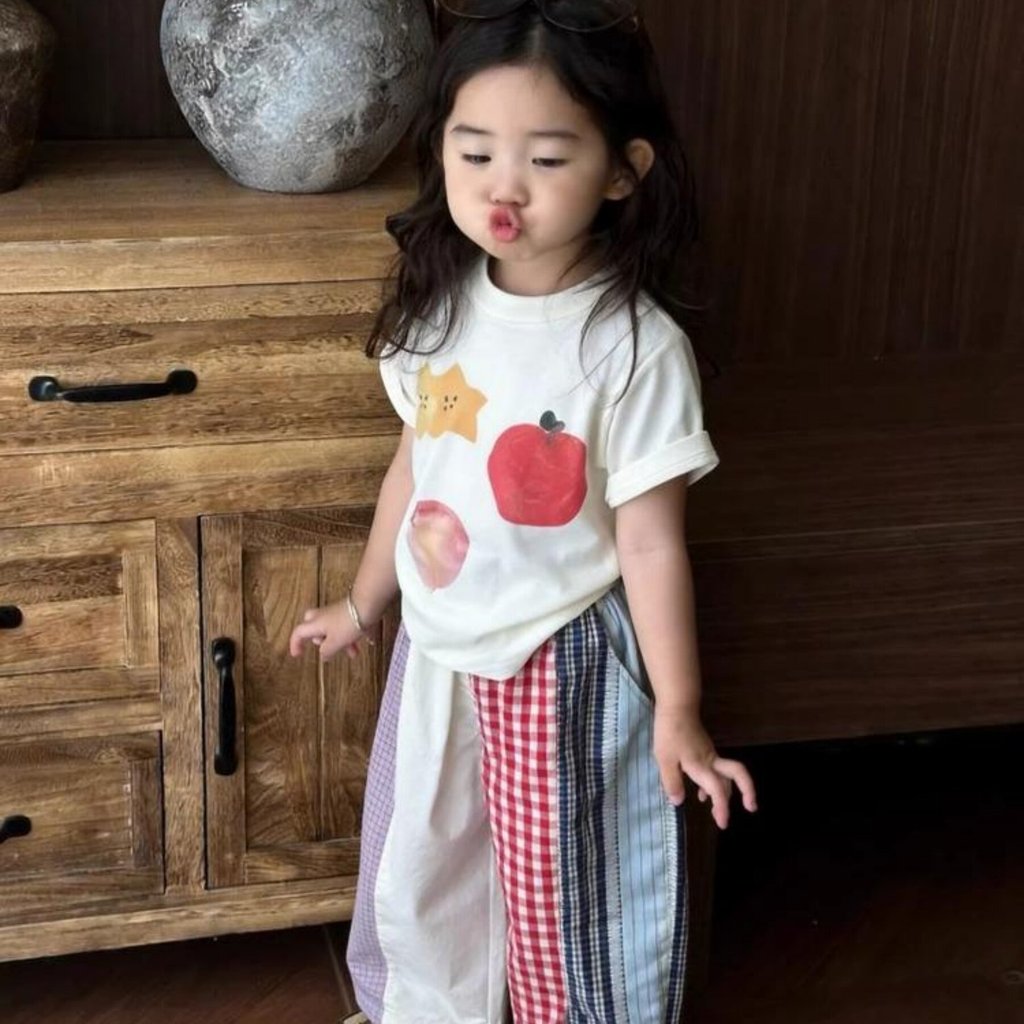 Bộ Đồ Bé Gái Mùa Hè 2026 Phong Cách Mới Thời Trang Trẻ Em In Hình Hoạt Hình Tay Ngắn Top Bé Quần Ống Rộng