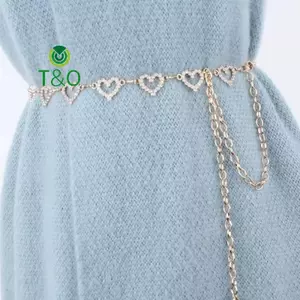 Thắt lưng nữ kim loại hình trái tim thời trang, điều chỉnh được, phù hợp với quần jeans