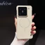 Dành Cho Xiaomi 15 Không Khung Lychee Da Họa Tiết Ốp Lưng Điện Thoại Cảm Giác Cao Cấp Từ Tính 15pro Nhẹ Mỏng Đơn Giản 14 Nửa Gói Chống Sốc 1