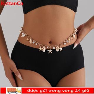 Dây thắt lưng RATTANCO bohemian họa tiết sao biển, phù hợp với bikini mùa hè