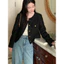 áo khoác dạ nữ đen basic hàn quốc mỏng nhẹ sang chảnh áo khoác len hot dễ thương thu đông cardigan tiểu thư đẹp cao cấp