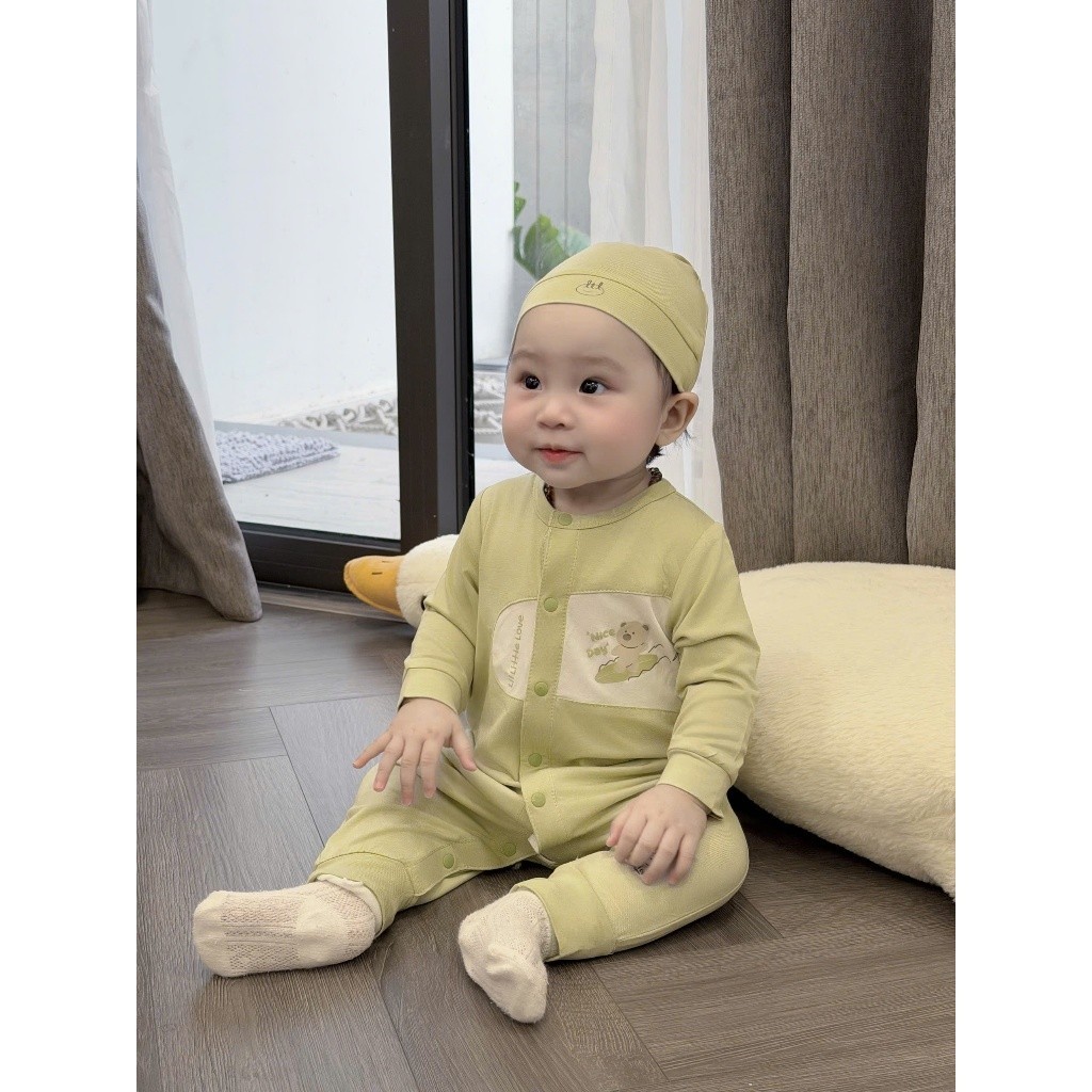 Bộ body sơ sinh [ Vải mềm, mát, co dãn thấm hút tốt] Lil Little Love (DBD04) tặng kèm mũ, bao tay chân Hoặc yếm sơ sinh