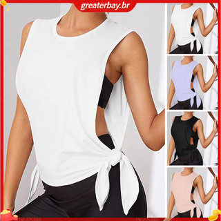 Deryu.mx Áo tank top Thắt Nút Phong Cách Thể Thao Thoáng Khí Mềm Mại Và Thấm Hút Mồ Hôi Cho Nữ Tập yoga gym Chạy Bộ
