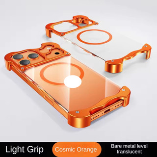 [JLK] Ốp Điện Thoại Cản Kim Loại Không Đều Cho iPhone 17 16 15 Pro Max 17 Air Từ Trong Suốt Mặt Sau Nhôm Chống Sốc