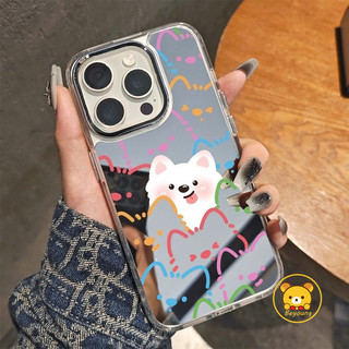 Ốp Điện Thoại Gương Chó Mèo Dễ Thương Cho iPhone 17 Pro Max Air 16E 16 Pro Max 15 14 Plus 13 12 Mini 11 Pro Max X XR XS Max 8 7 6 6s Plus SE2 SE3 Vỏ Hoạt Hình Chú Chó Con Vui Nhộn Nắp lưng