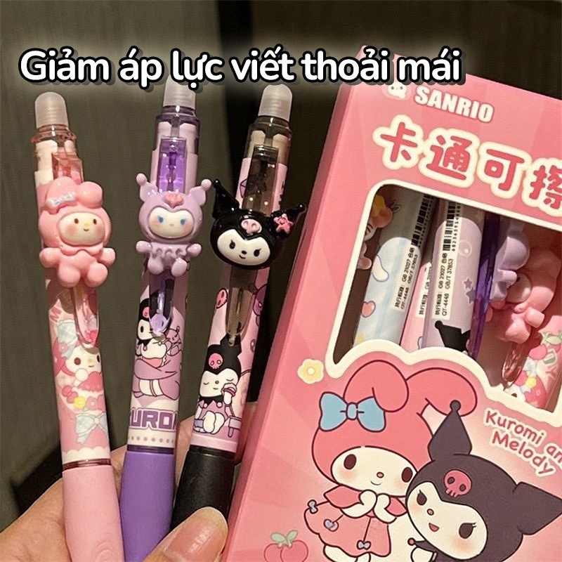 Bút mực xoá được dạng bấm ngòi 0.5mm – Bút gel hoạt hình mực xanh nhanh khô, viết êm tay, quà tặng dễ thương cho bé