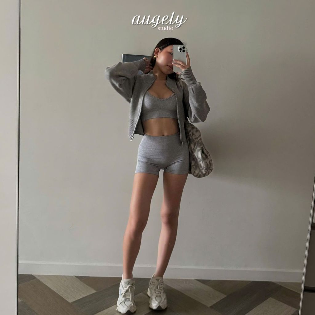 Áo Khoác Len Dệt Kim Cao Cấp Chất Dày Dặn Bo Eo Khoá Kéo Dáng Croptop Augety Studio, LIVY Knit Cardigan