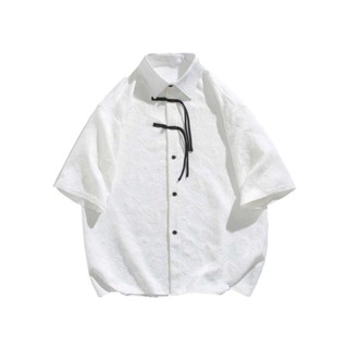 Xu hướng trẻ trung: Áo khoác rộngjacquard đỏ tay ngắn, phù hợp phái mạnh