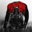 Áo thun nam dài tay họa tiết Samurai cổ điển, cổ tim, thời trang mùa hè