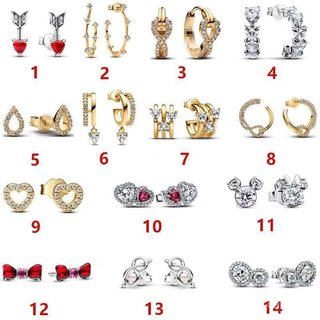 Bông Tai Trái Tim Hai Màu S925 Phong Cách Công Chúa & Thời Trang Đơn Giản DIY