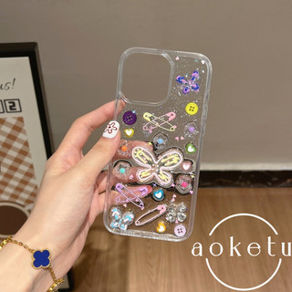 Màu Dopamine Con Bướm Lập Thể Thích Hợp Cho Apple 17 Vỏ Điện Thoại iPhone 16 Mới 15 / 14 / 13 / 12 / 11 Thả Keo Trong Suốt Trọn Gói Chống Rơi Vỏ Bảo Vệ