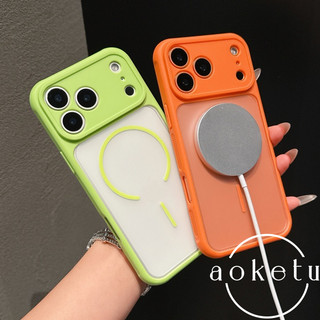Ốp điện thoại từ tính chống rơi bốn góc cảm giác da thích hợp cho iPhone 17 / 16 / 15 / 14 / 13 / 12 lỗ tản nhiệt bốn mặt mờ bọc hoàn toàn vỏ silicon chống rơi