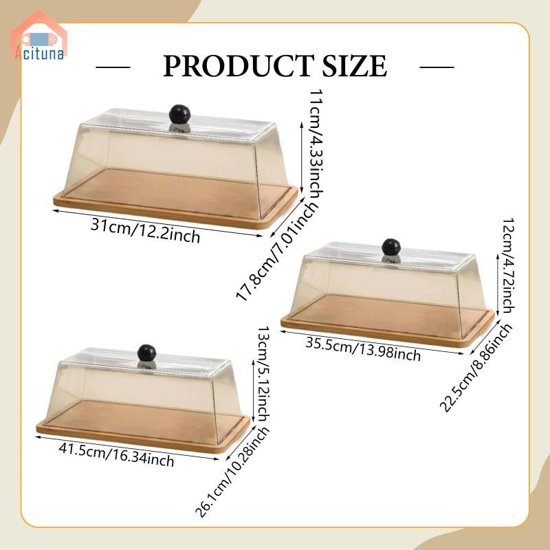 Khay đĩa tre hình chữ nhật có nắp, tiết kiệm không gian, dùng cho bánh mì và bánh loaf