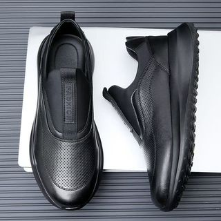Giày Nam 3-4 Bốn Mùa Da Siêu Nhẹ Giày Đế Mềm Thấp Mũi Tròn Nhẹ Slip-On Giày Da Thường Ngày KGQS
