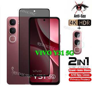 VIVO Y31 5G 2025 Kính Cường Lực Riêng Chống Gián Điệp Full Cover Bảo Vệ Màn Hình Keo Chống Peek 2in1 Phim Riêng Tư + Bảo Vệ Ống Kính VIVOY31