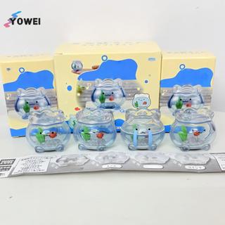 YOWEI 1 Cái Trang Trí Máy Tính Để Bàn Mini Trong Suốt Cá Vàng Tank Jun Biểu Hiện Hộp Mù Kawaii Mini Hình Quà Tặng Bất Ngờ VN