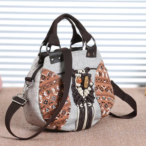 Túi dệt nữ 66789 / Túi nữ phong cách dân tộc / 22 * 22 * 10 / Túi xách Canvas Túi nhỏ chéo Túi sử dụng kép Túi nhỏ Túi phong cảnh Túi du lịch Túi nhỏ 1605