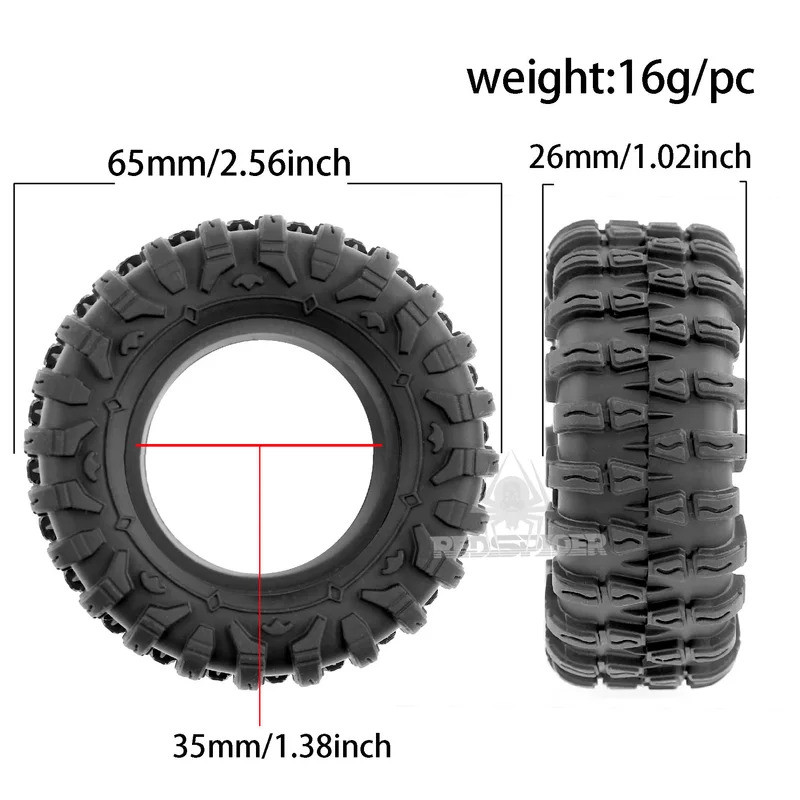 4 1.3inch Lốp 65x26mm 1 / 24 Rc Xe Tải Bánh Xích Xe Tải Cho Fms Fcx24 Trục Scx24 Axi00001 Axi00002 Đấu Sĩ 1 / 18 Traxxas Trx4m
