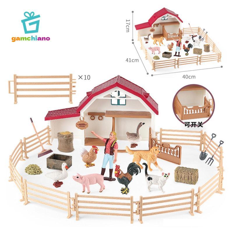 Nhựa Mini Nông Dân Các Bức Tượng Nhỏ Thực Tế Gia Cầm Trang Trại Động Vật Playset Đồ Chơi Thu Nhỏ Cho Nhà Búp Bê Bộ