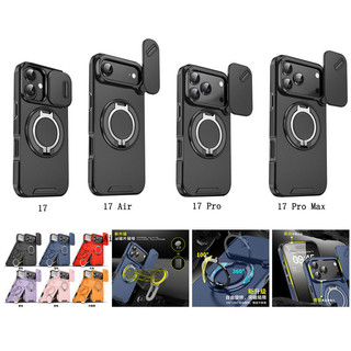 Ốp lưng iPhone chống sốc giá đỡ xoay 360° khung camera trượt hỗ trợ từ tính cho iPhone 13 14 15 16 17 Pro Max 17 Air