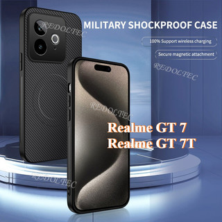 Realme GT 7T GT7 Da Chống Sốc Họa Tiết Sợi Carbon Vỏ Từ Tính Realme GT 7T GT7 T Vỏ Điện Thoại Sạc Không Dây