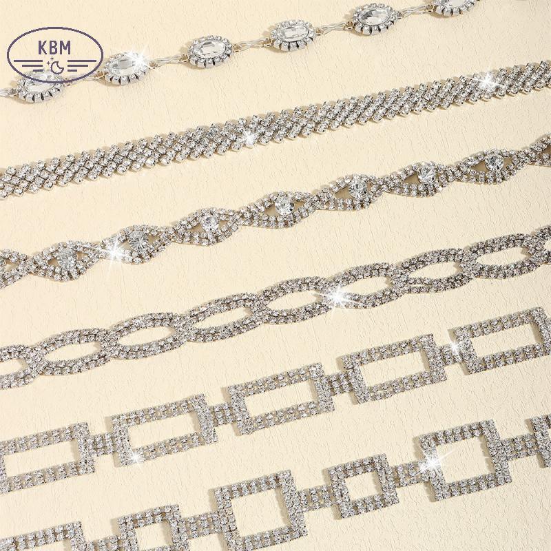 Đai thắt lưng kim cương giả và pha lê lấp lánh, dễ dàng điều chỉnh size - Phụ kiện thời trang cao cấp