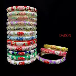 Vòng tay Cloisonne DARON, Vòng tay hoa mẫu đơn truyền thống tráng men, Vòng tay đôi dân tộc Hawaii Vòng tay nữ dành cho nữ Cô gái