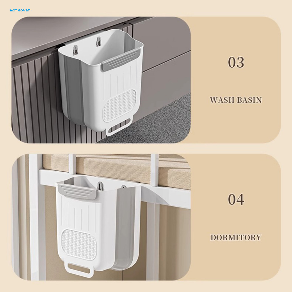 MORE Hộp đựng rác nhà bếp nhỏ Treo rác nhà bếp Thùng rác Mini có thể gập lại để treo cửa tủ – Thùng đựng rác phòng tắm nhà bếp có thể gập lại Thùng rác tiết kiệm không gian