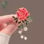 Trâm cài ngọc trai hoa mẫu đơn màu hồng, phụ kiện thời trang dành cho nữ