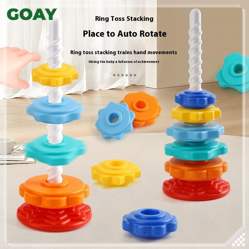 GOAY 1 Bộ Montessori Xoay Cầu Vồng Tháp Bé Staing Đồ Chơi Trẻ Em Phát Triển Kỹ Năng Vận Động Trò Chơi Quay Staing Đồ Chơi Quà Tặng Giáo Dục VN