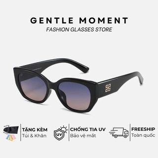 Kính râm chống tia UV GENTLE MOMENT kính mắt mèo gọng vuông chống nắng thời trang nam nữ phong cách GMT398